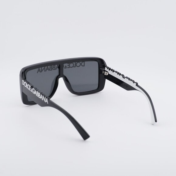 Dolce & Gabbana DG6204 L50187 Sunglasses Shiny Black Shield Frame, Grey Lenses main image 6